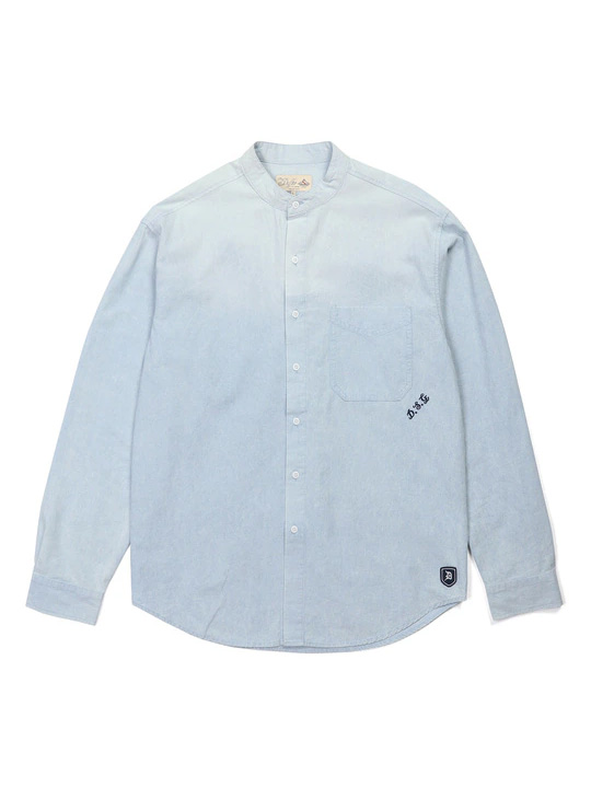 BAND COLLAR SHIRT 'CHAMBRAY'