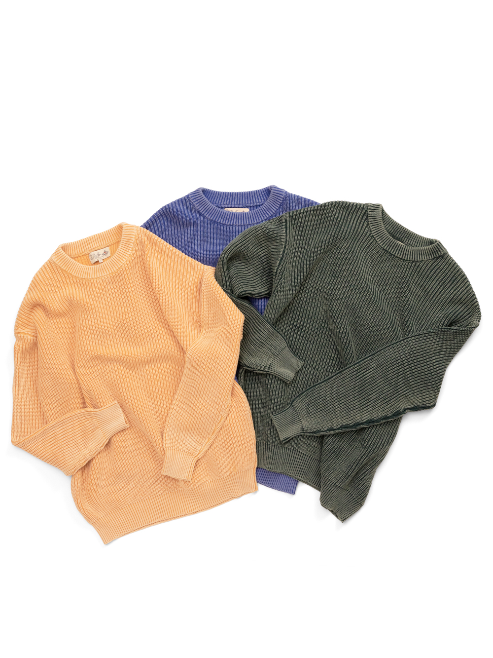 GARMENT DYE COTTON CREW NECK KNIT