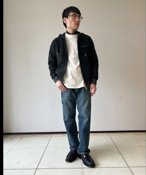 【ポンチ素材　スノー加工フルジップパーカー】