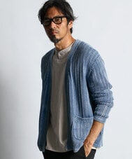 [INDIGO LABEL]：インディゴメッシュ 着流しカーディガン