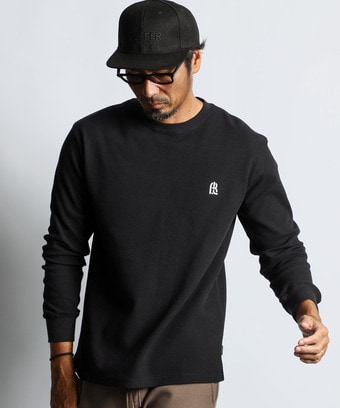 〔BLACK LABEL〕：ワッフル素材ロングスリーブTシャツ