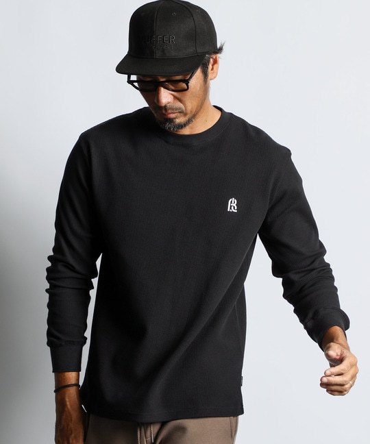 〔BLACK LABEL〕：ワッフル素材　ロングスリーブTシャツ