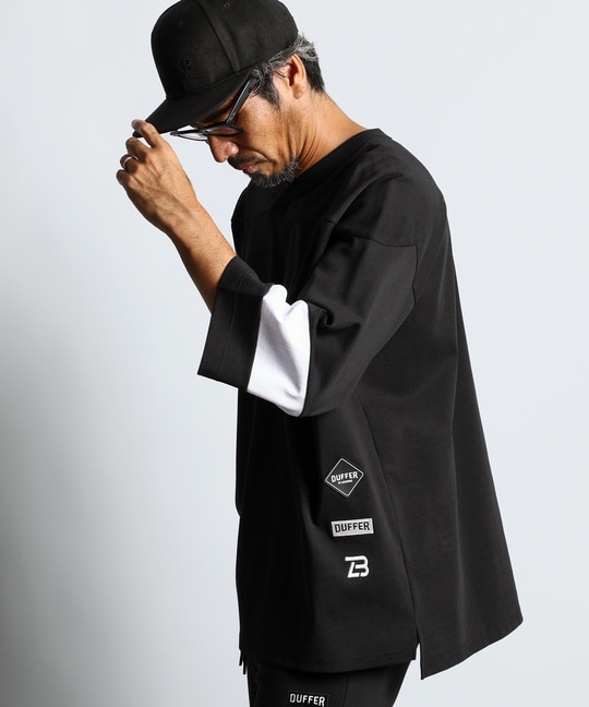 〔BLACK LABEL〕：ソロナポンチ素材 7分袖　Tシャツ